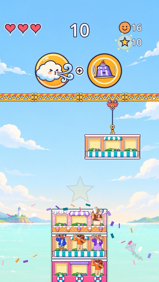 Wind and jelly disasters hitting the tower together